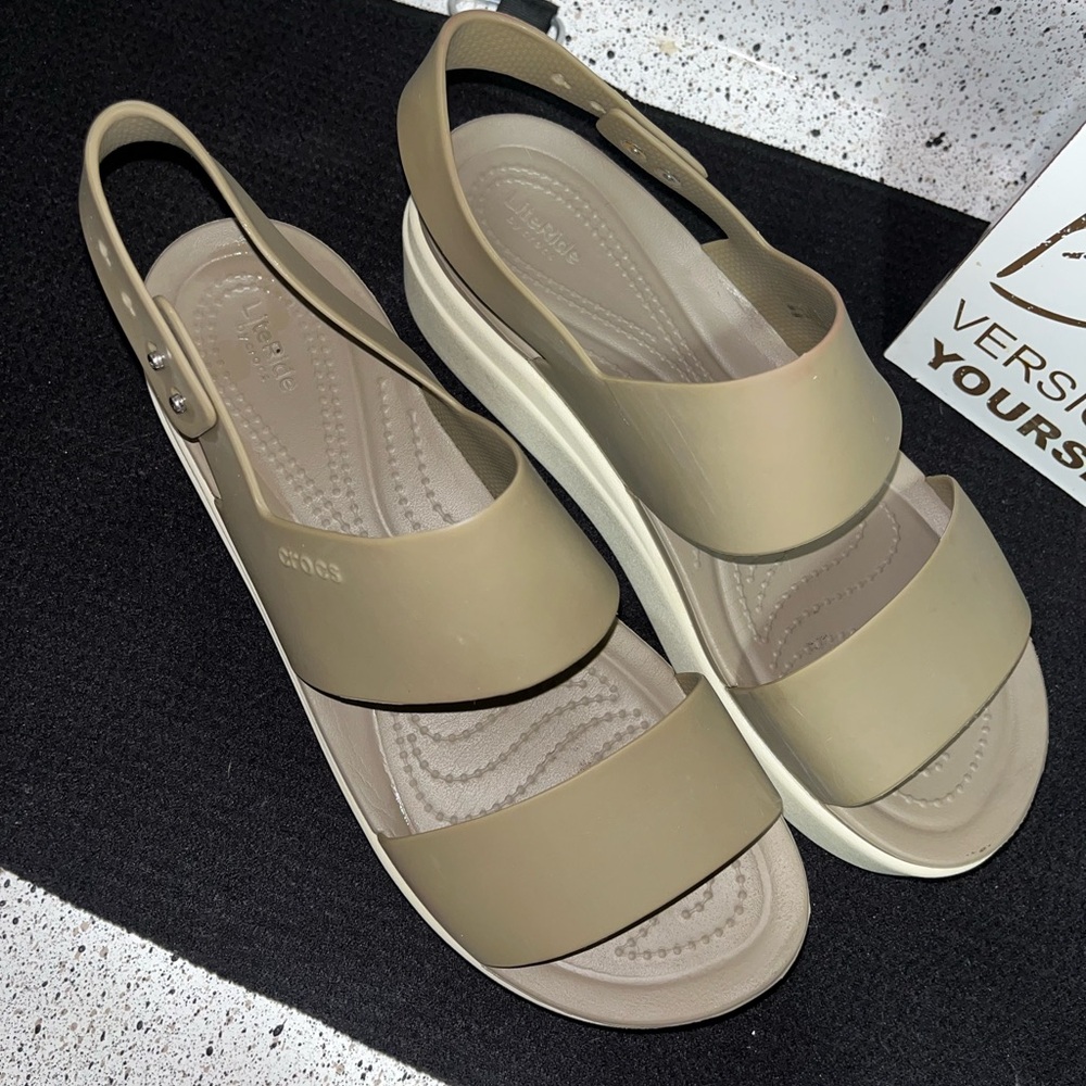 Crocs Women’s Platform Sandal in Dark Beige - Picture 3 of 11